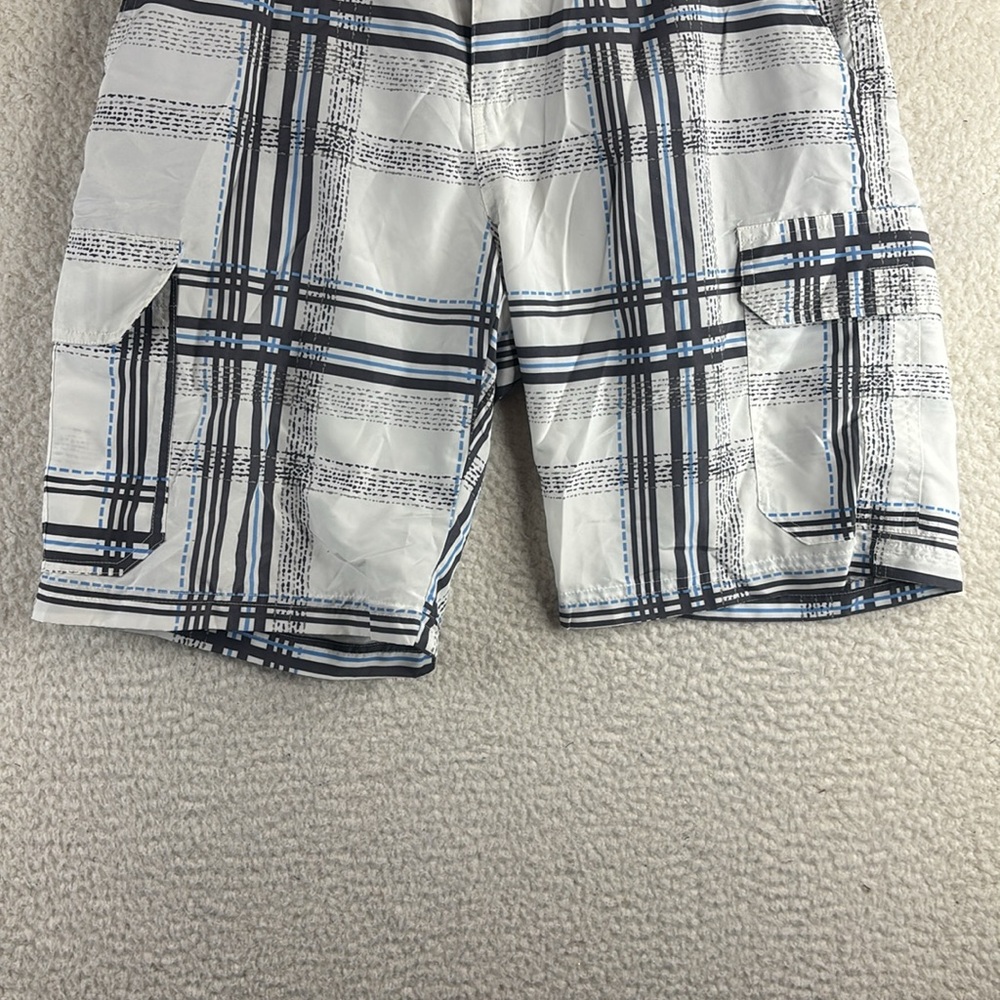 NWOT Blue Gear Mens White Blue Plaid Casual Cargo Shorts 6-Pockets Size 32 - Picture 8 of 16